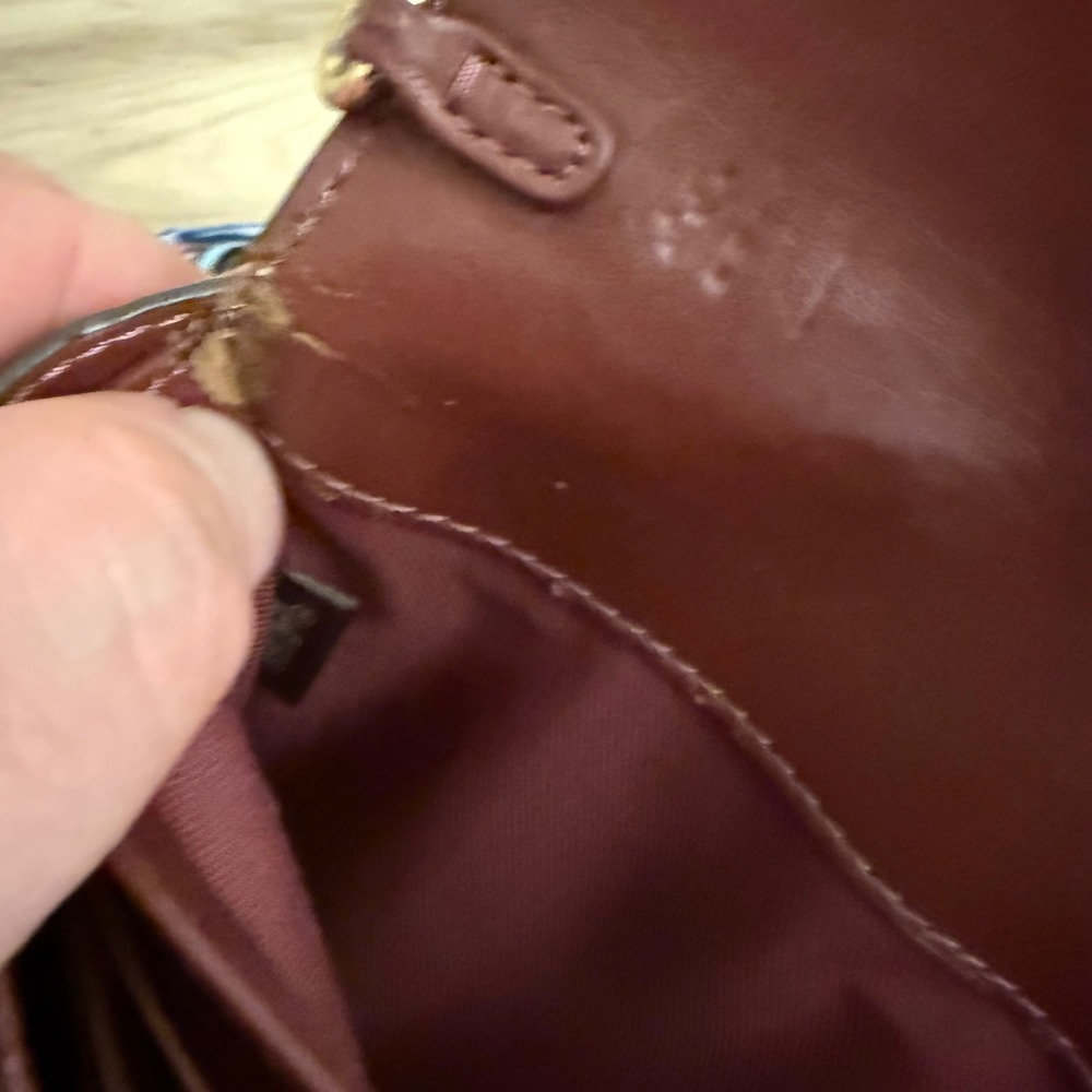 COACH Beige Signature Embossed Leather Turnlock Wristlet Clutch Bag 8x5 No Strap - Picture 6 of 11